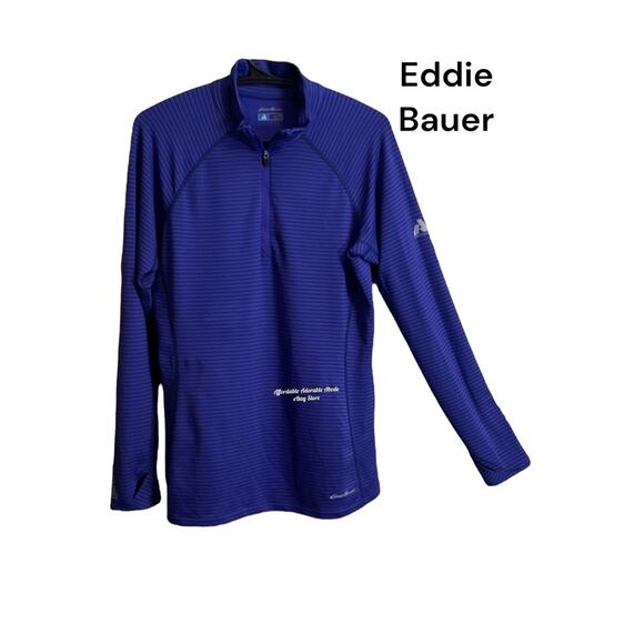 Eddie Bauer Pullover First Ascent Womens Petite L 1/4 Zip Fleece Blue - Picture 1 of 11